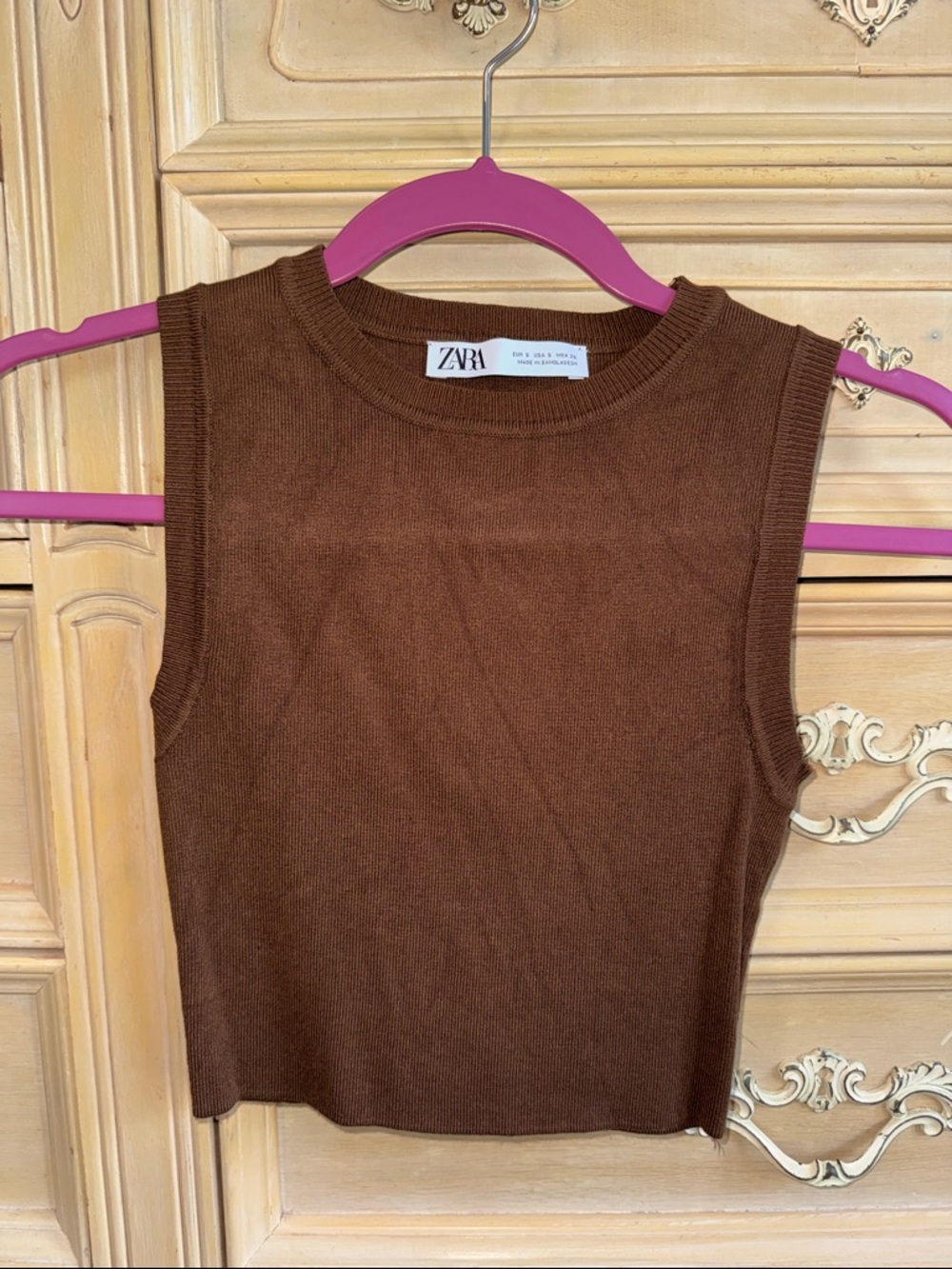 Zara Brown Knit crop Top